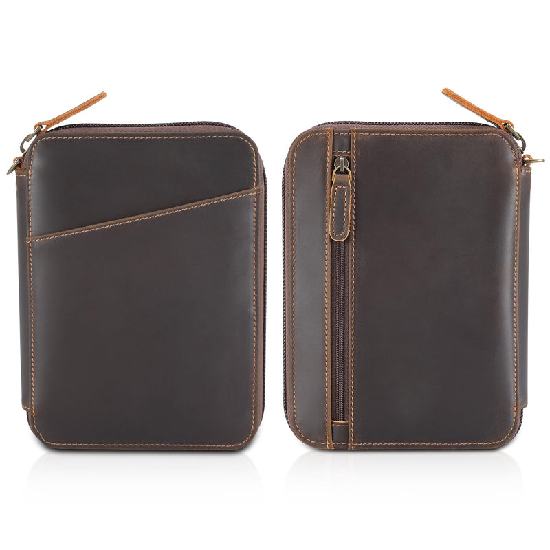 Polare Full Grain Leather Family Passport Wallet for 4 Passports, RFID Blocking Bifold Passport Cover Travel Document Organizer Holder for Women and Men Dark Brown