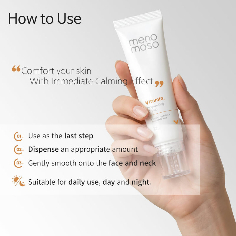 Vitamin Brightening Cream for Dull, Rough-Feeling Skin – Vitamin Glow Cream, Lightweight Daily Korean Face Cream