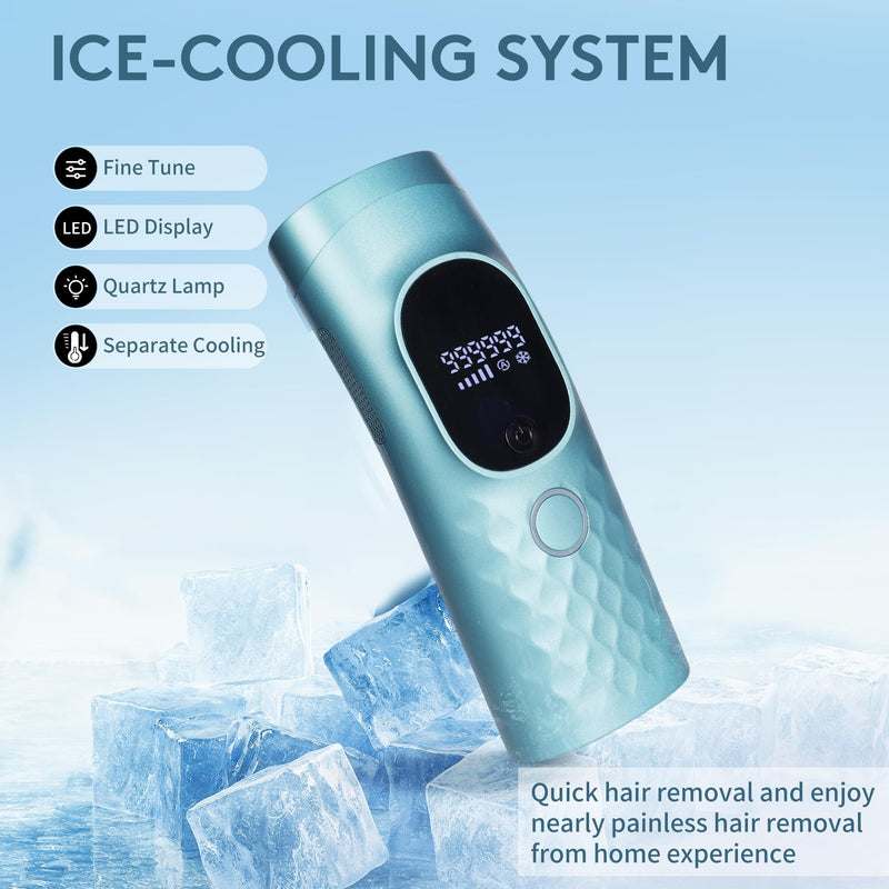 [Australia] - Laser Hair Removal for Women and Men - Permanent Painless Ice Cooling IPL Device Remover Machine with Shaver, Goggles, 999,999 Flashes for Body and Face, Corded Green 