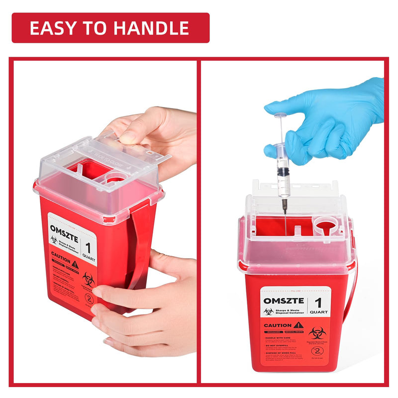 [Australia] - 3Pack Sharps Container for Home Use, Needle Disposal Containers, Biohazard Containers, Syringe Disposal, Small Portable Container for Travel, Professional Sharp Waste DisposalÔºà1Quart 3 Pack - 1 Quart 