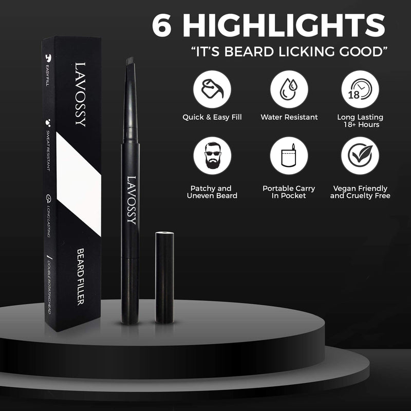 [Australia] - LAVOSSY beard filler pen, fill and define your irregular beard with the beard pen, waterproof beard pen for men, multicolored 1 piece (pack of 1) light brown 
