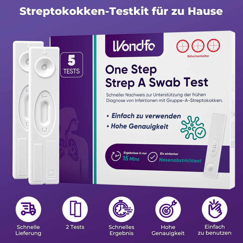 [Australia] - Wondfo Streptococcal Rapid Test 5x Strep A Test Scarlet Fever Rapid Test Group A Streptococcal Antigen Test Strep A Test Kit 