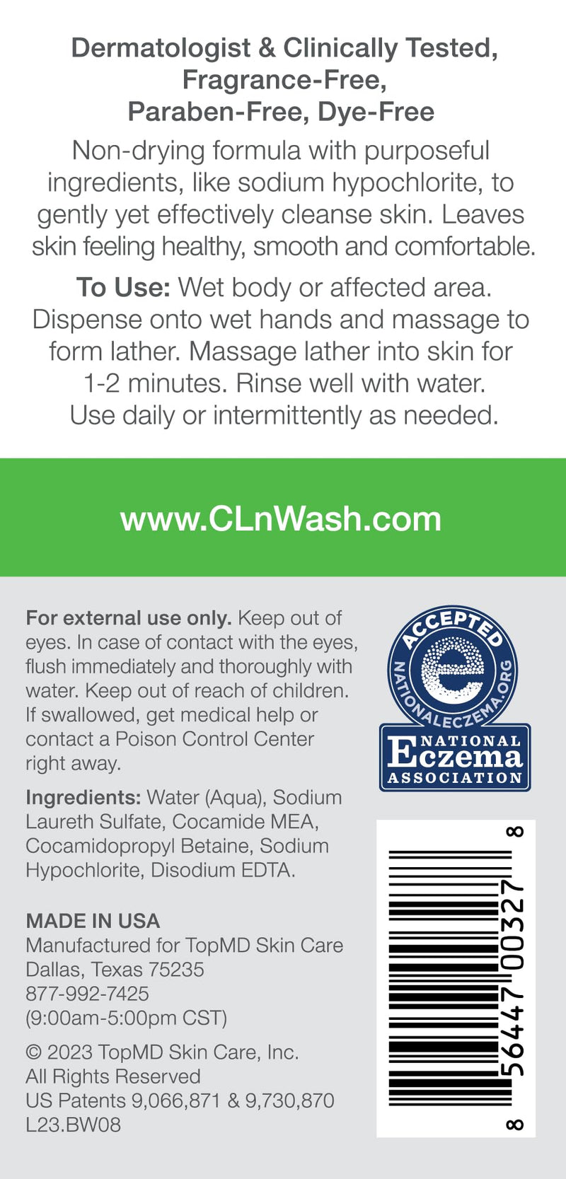 [Australia] - CLn¬Æ BodyWash ‚ÄìNon-Drying Body Wash, For Compromised Skin Prone to Eczema, Dermatitis, Rash & Hidradenitis Suppurativa, Fragrance-Free & Paraben-Free, 8 fl oz. 8 Fl Oz (Pack of 1) 