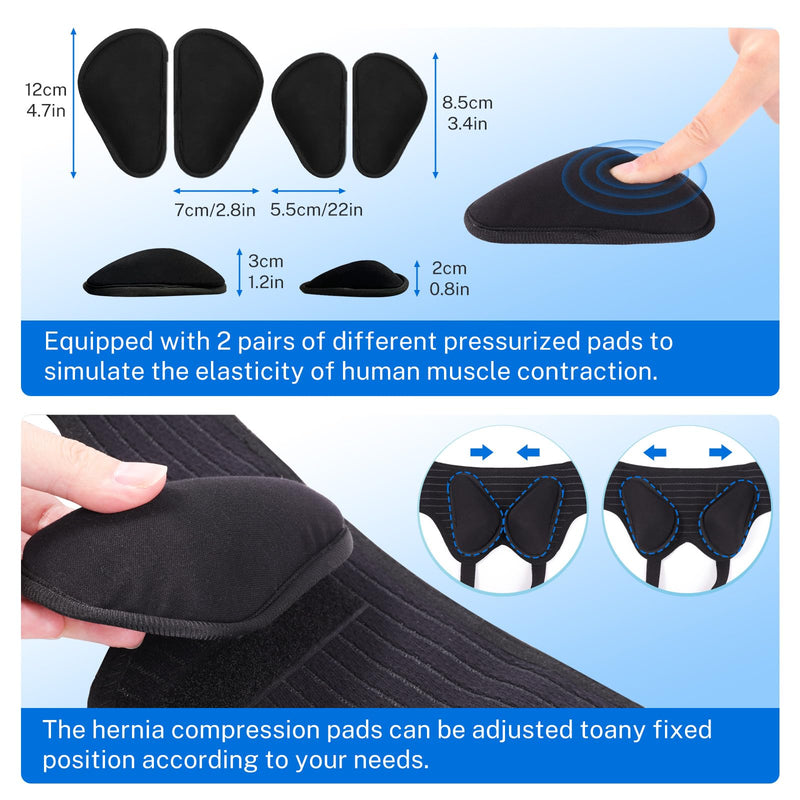 Hernia Belt for Men & Women - Single/Double Inguinal Support Belt with 4 Removable Compression Pads, Groin Hernia Support Truss Underwear Briefs, Hernia Support Truss (Small) Small