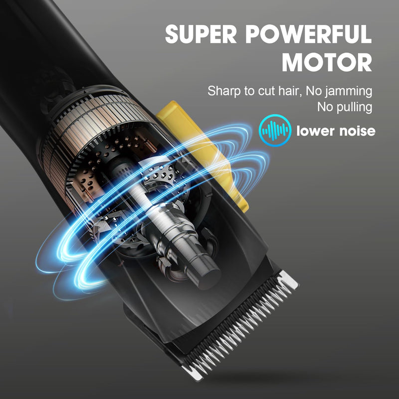 [Australia] - HIENA PRO Professional Hair Clippers and T-Blade Trimmer Kit for Men Cordless Complete Barber Kit Hair Cutting Kit Haircut Set with LED Display & USB Rechargeable (Black) 