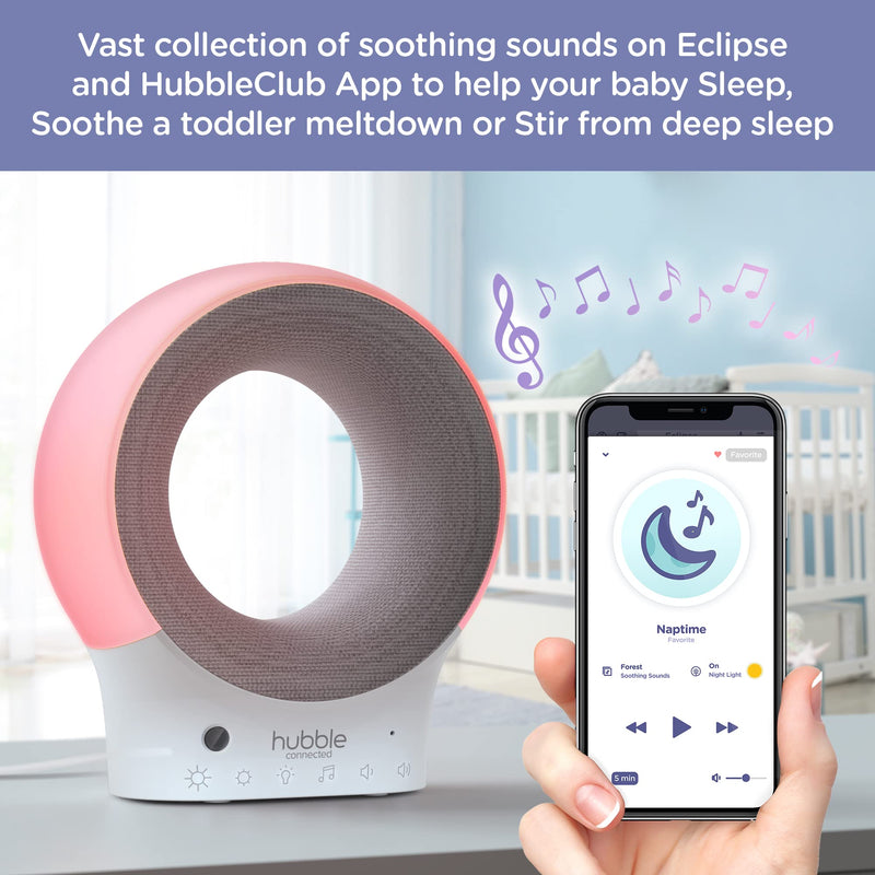 [Australia] - Hubble Eclipse Soother, Kids & Baby Audio Monitor, 7-Color Night Light, Speaker with Calming Music & Sleep Tracks, Baby White Noise Machine, Sleep Trainer with Wi-Fi Connectivity 