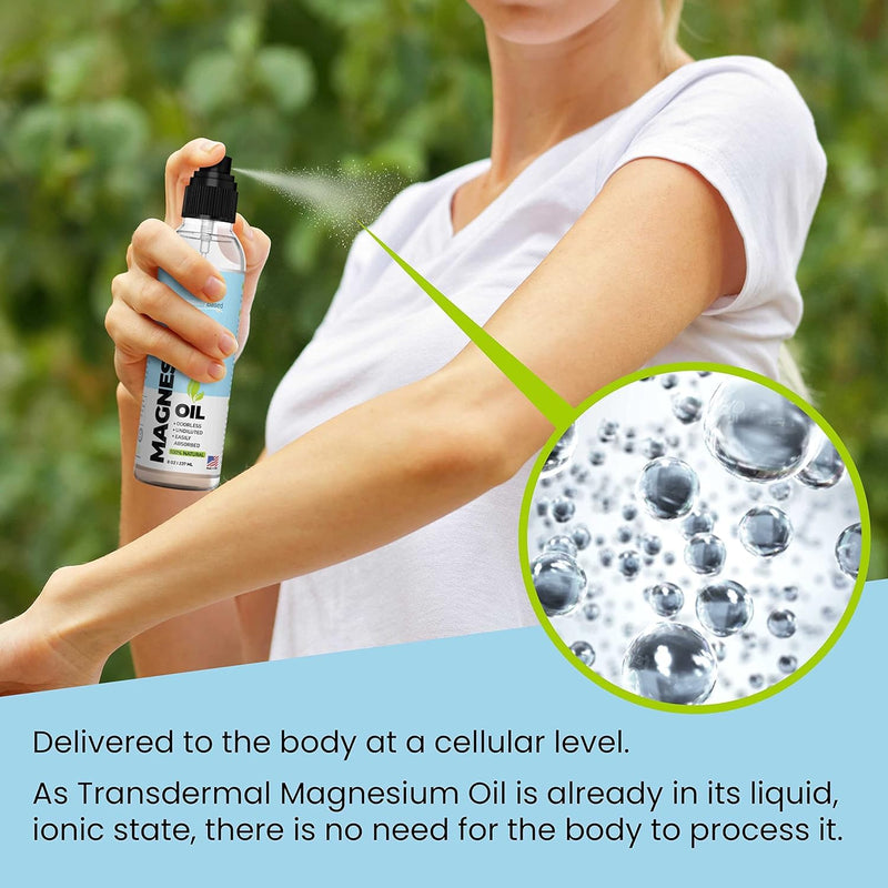 [Australia] - Magnesium Oil Spray 8oz Size - Extra Strength - 100% Pure for Less Sting - Less Itch - Essential Mineral Source - Made in USA 8 Ounce (Pack of 1) Clear 