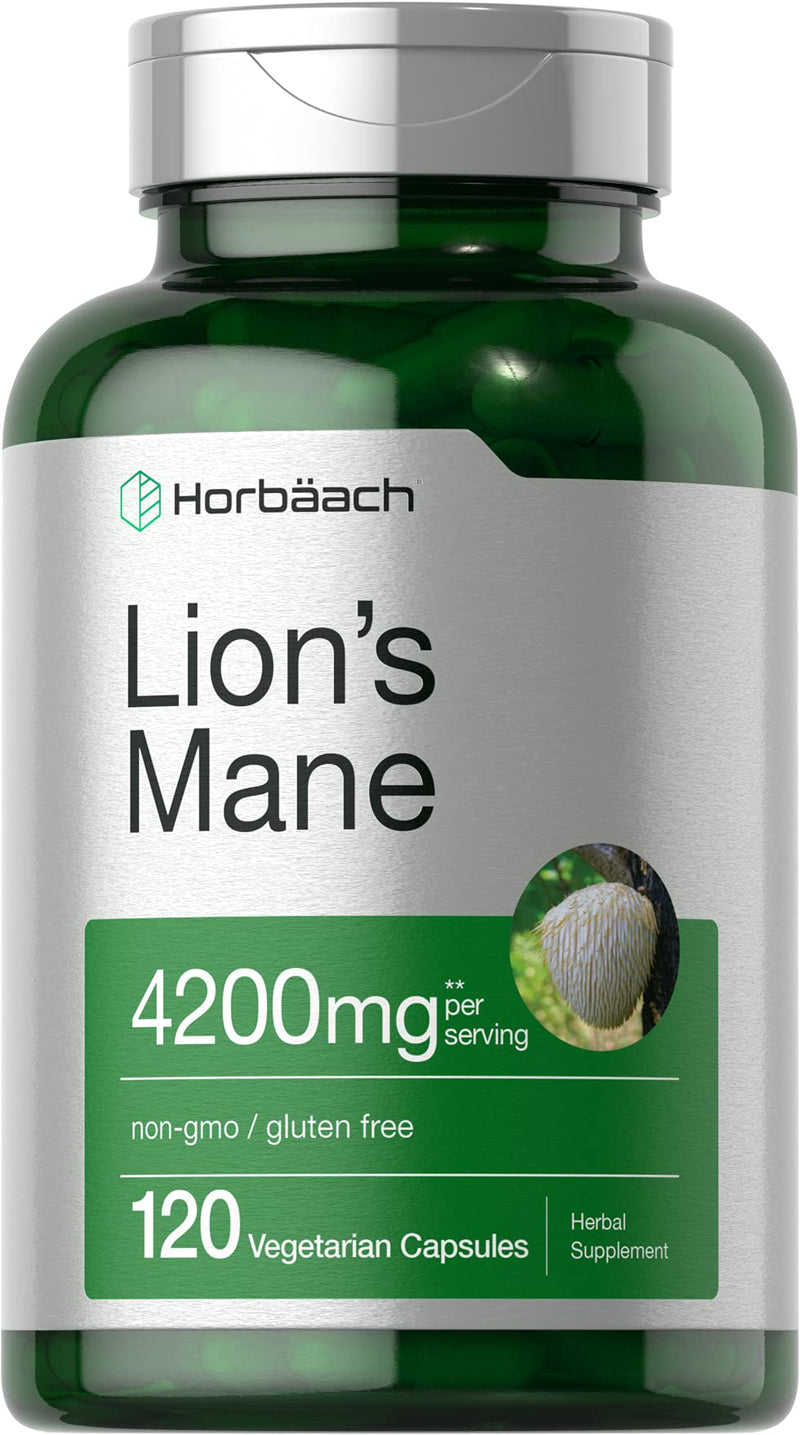 [Australia] - Horb√§ach Lions Mane Mushroom Extract | 4200mg | 120 Capsules | Vegetarian, Non-GMO, Gluten Free Supplement 120 Count (Pack of 1) 