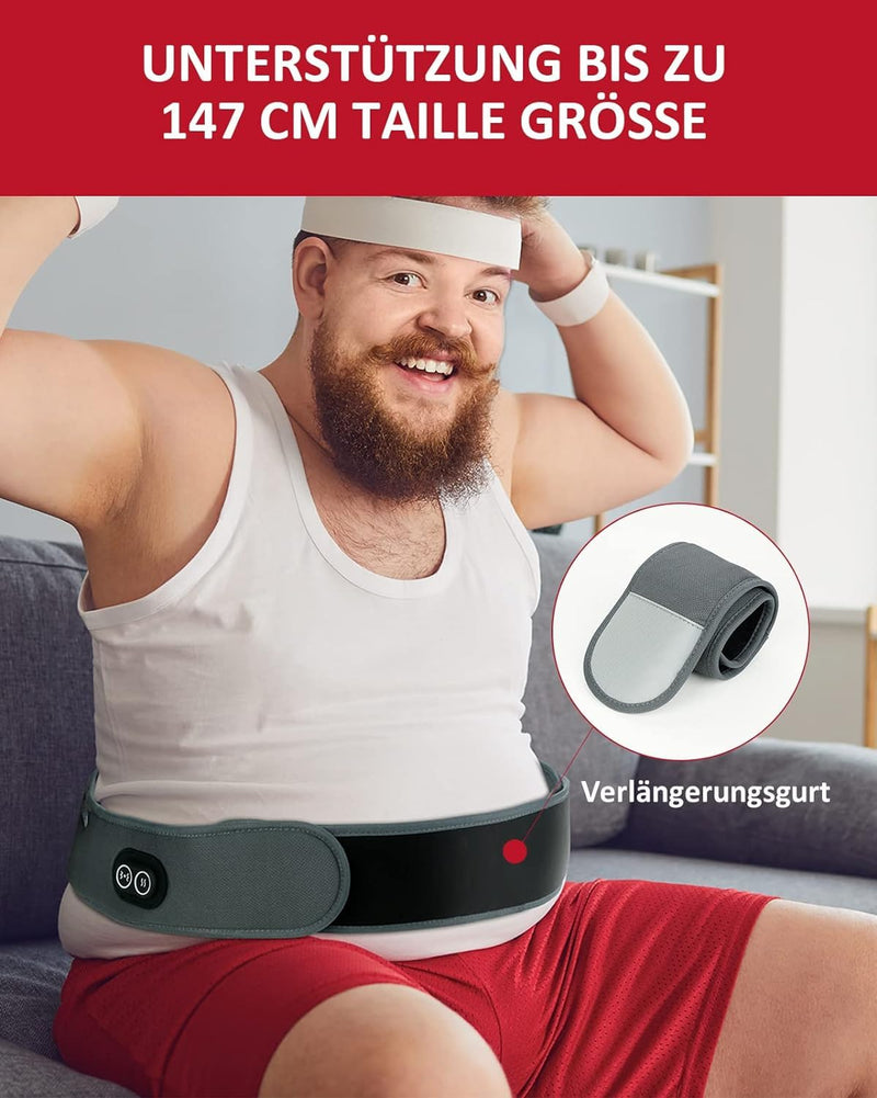 [Australia] - Comfytemp vibration massage heat belt for back with 25Wh battery, 18x147cm wireless heating belt massager with 3 heat levels & 3 massage modes, ultra-soft back warmer with automatic switch-off-L gray 
