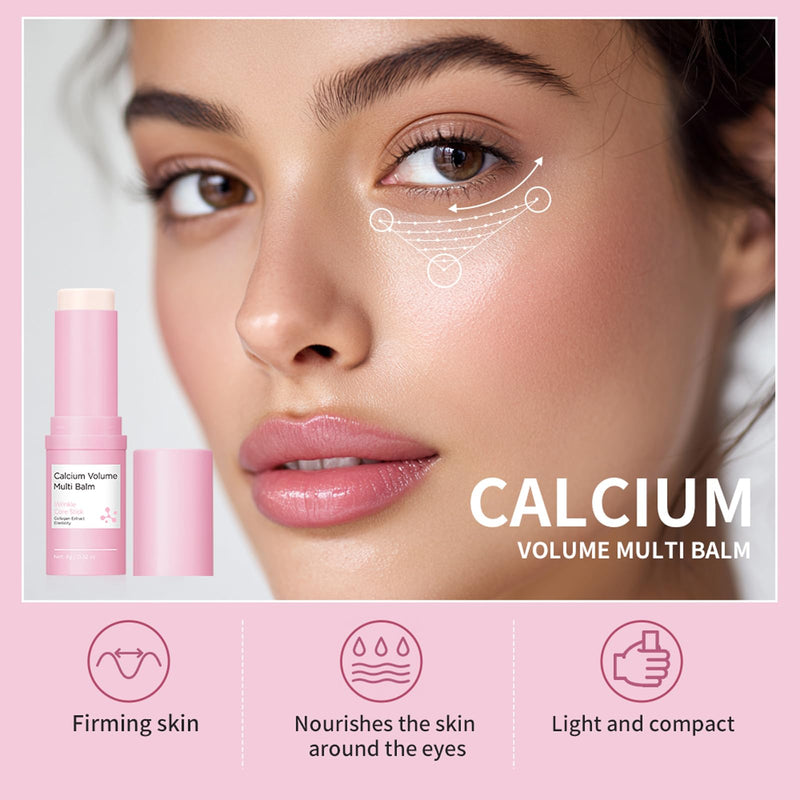 Cemenrete Calcium Volume Multi Balm Stick, Korean Collagen Moisturizing Glow, Hydrating & Anti-Aging Almond Vitamin E for Face, Eyes, Lips & Neck (Multi Balm Stick, 2) 2PCS Multi Balm Stick 1 Count (Pack of 2)