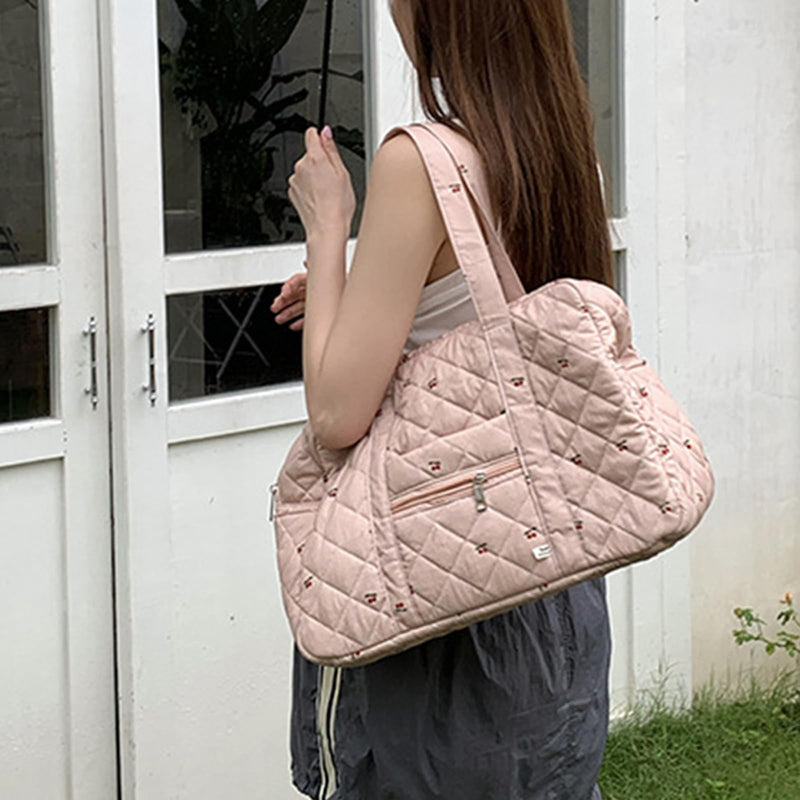 Farcauo Cute Tote Duffel Bags Women Pink Cherry Travel Duffel Bag Weekender Overnight Duffel Travel Carry On Purses for Women Work Diaper Gym Tote Hospital Bag for Labor Delivery #Z Pink Cherry Travel Duffel Bags