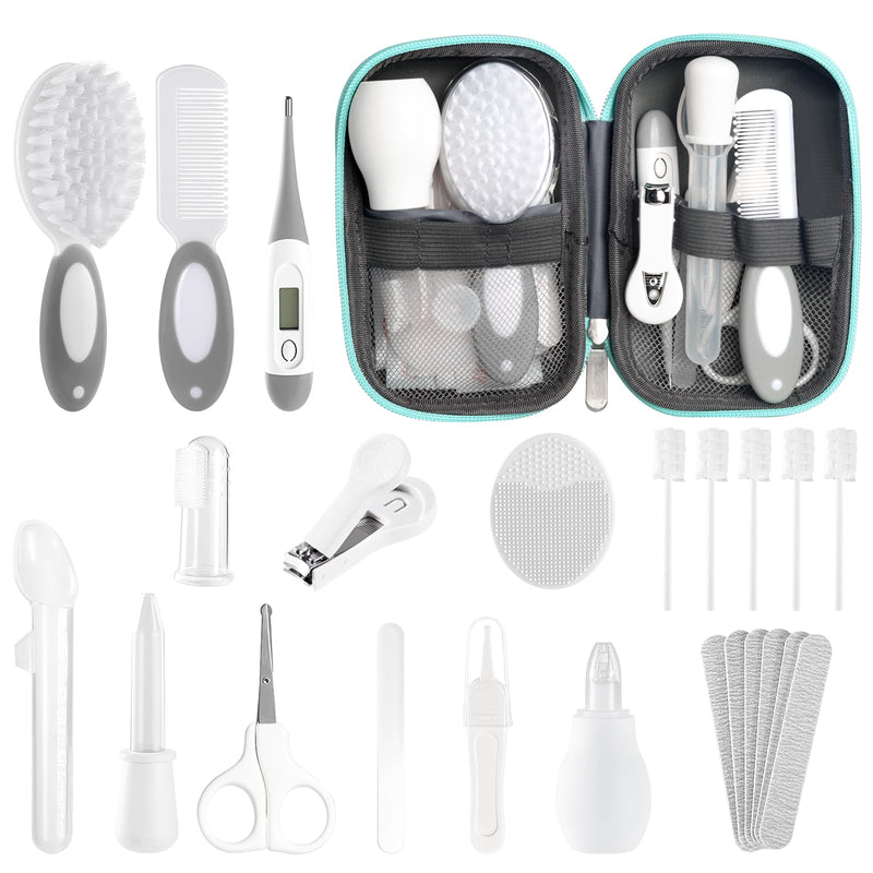 [Australia] - Baby Healthcare and Grooming Kit for Newborn Kids, 24PCS Upgraded Safety Baby Care Kit, Newborn Nursery Health Care Set, Baby Care Product (Grey White) GREY WHITE-24 