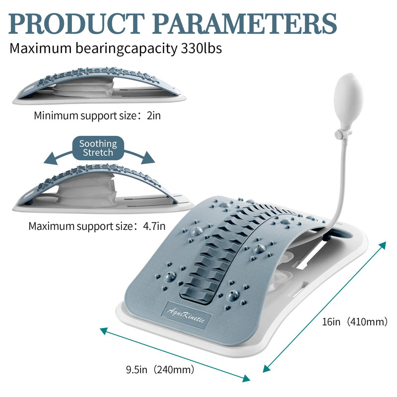 [Australia] - Back Stretcher for Lower Back Pain Relief, Inflatable Regulated Lumbar Support Board, Ergonomic Back Cracker with Acupressure Points, Back Massager for Spinal Decompression and Scoliosis 