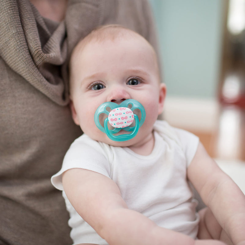 [Australia] - Dr. Brown's Advantage Pacifiers, Stage 2, Pink, 6 -18 Month Old, 4 Count 4 Pack, Purple Nature, Glow-in-the-Dark + Scooter Squirrel 