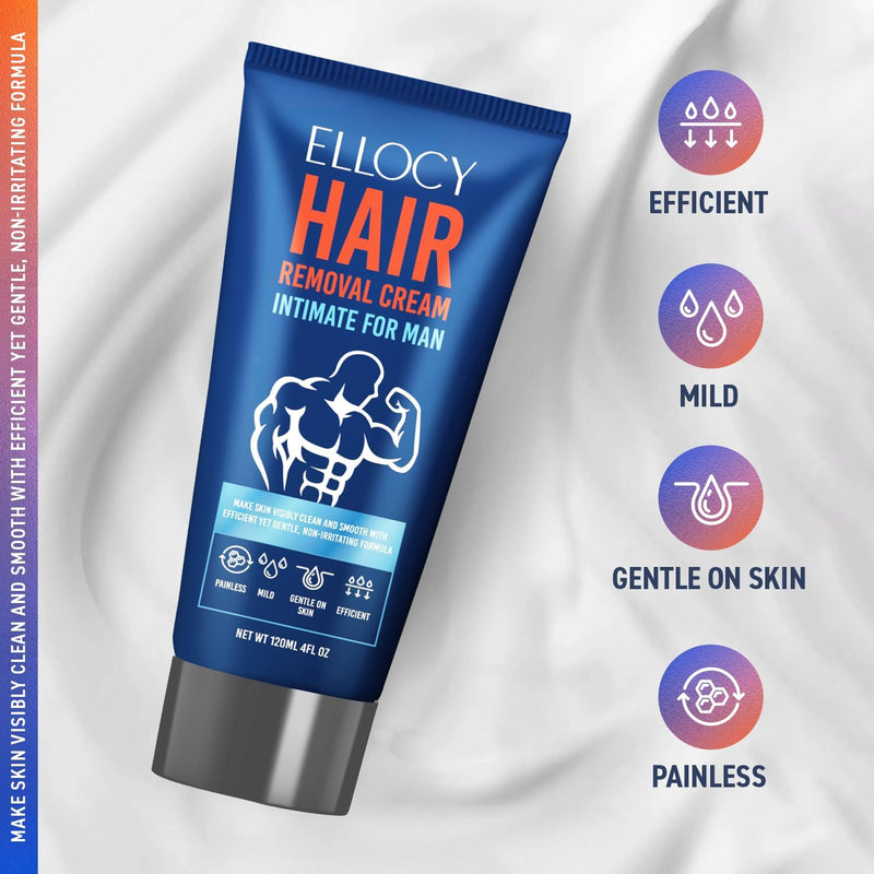 [Australia] - Hair Removal Cream for Men: Depilatory Cream For Unwanted Male Hair In Intimate/Private Area - Skin Friendly, Painless & Flawless cream (4 Ounce) 4 Ounce (Pack of 1) 