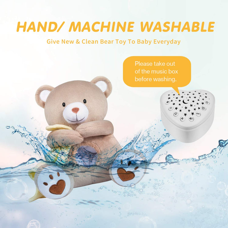 [Australia] - BEREST Rechargeable Baby Sleep Smile Bear, Mom's Heartbeat Baby Cry Sensor Lullabies & White Noise Sound, Nursery Decor Night Light Projector Toddler Crib Sleeping Aid, Baby Shower Gifts A13- RBear 