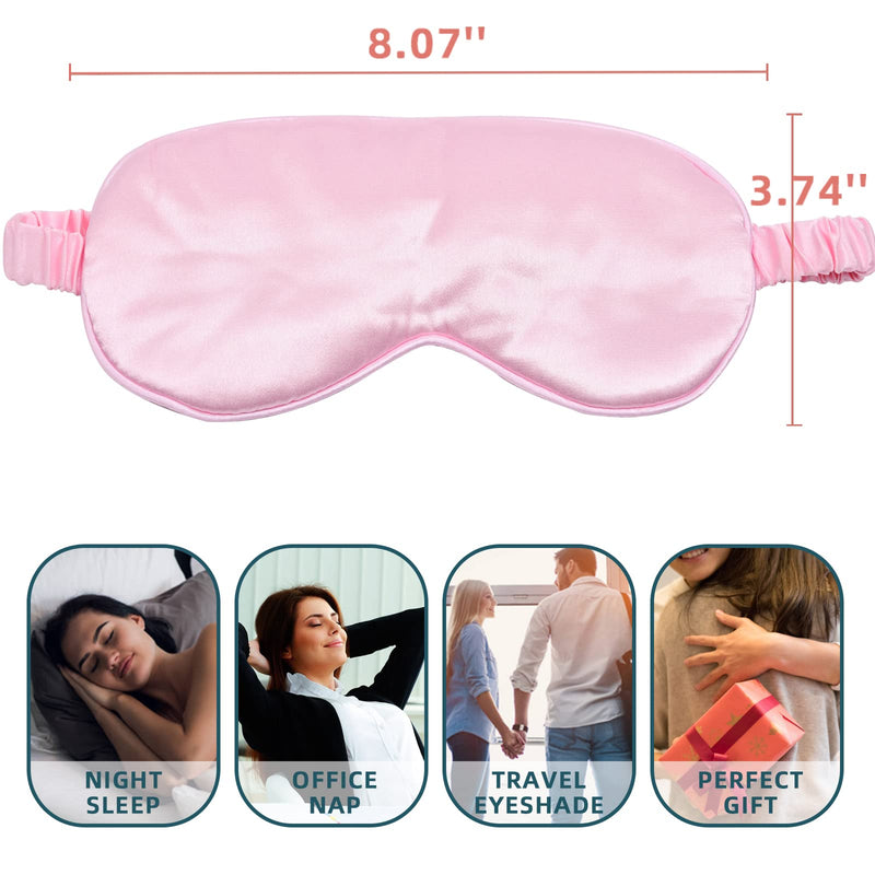 [Australia] - Sleep Mask 4 Pack Silk Eye Cover Soft Satin Blindfold Elastic Strap Night Eyeshade Travel Nap for Women Men Black, Silver, Pink and Dark Green 