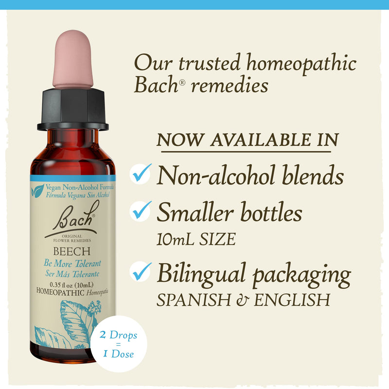 [Australia] - Bach Original Flower Remedies, Beech for Tolerance (Non-Alcohol Formula), Natural Homeopathic Flower Essence, Holistic Wellness and Stress Relief, Vegan, 10mL Dropper 
