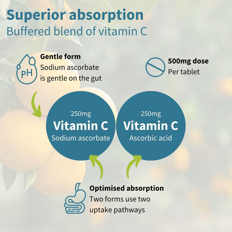 Igennus Advanced Vitamin C 500mg Chewable Tablets, 120–240 Servings for Kids & Adults, Gentle Buffered 2 in 1 High Absorption Forms, Sugar-Free Citrus Flavours, Vegan