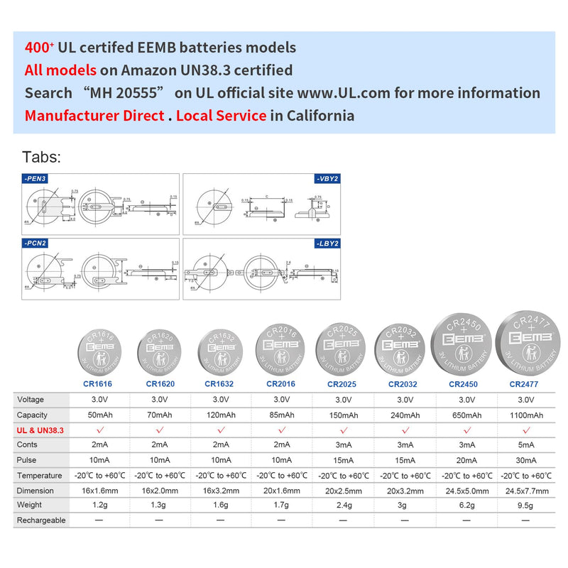 [Australia] - EEMB CR1620 Battery 5 Pack CR1620 3V Lithium Battery Button Coin Cell Batteries 1620 Battery 70mAh ECR1620, DL1620 for Watch, Key Fob, Calculator, Mobile Game, Toys 