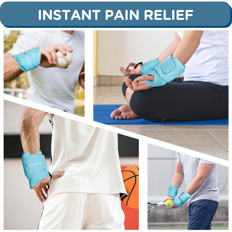 [Australia] - Comfytemp Wrist Ice Pack Wrap for Carpal Tunnel Relief, 2 Gel Packs, FSA HSA Eligible, Hot Cold Compression Brace for Hand Injuries Reusable, Achilles Tendonitis, Tenosynovitis, Men Women Surgery Gift Wrist Ice Pack Wrap 2 Pack 2.0 