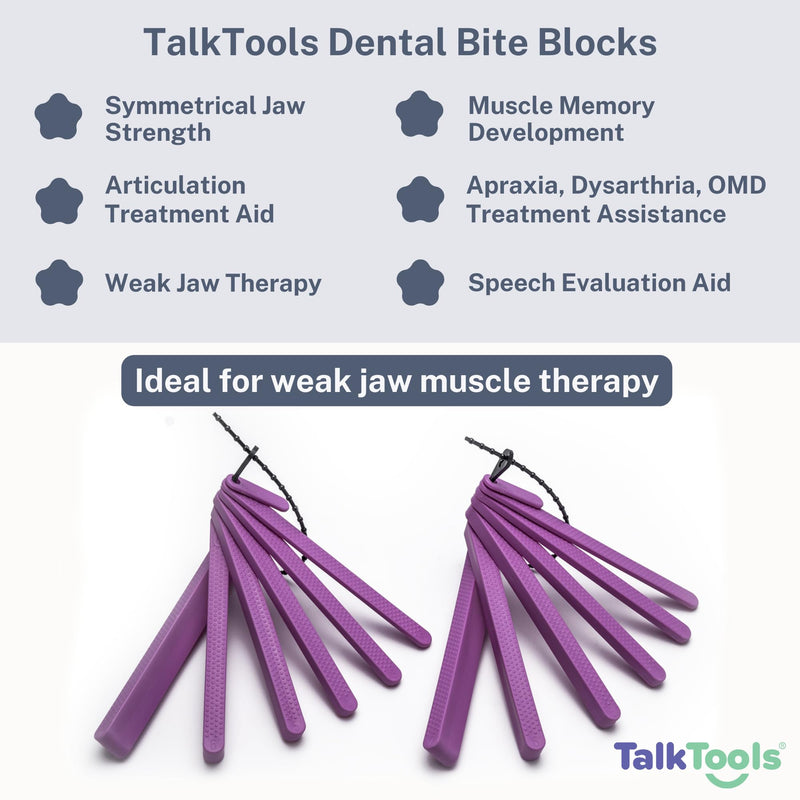 [Australia] - TalkTools Dental Bite Blocks Kit - Jaw Grading for Optimal Oral Motor Skills Development | Suitable for Kids and Adults Seeking Enhanced Jaw Stability and Control - Purple (2 Pack) 