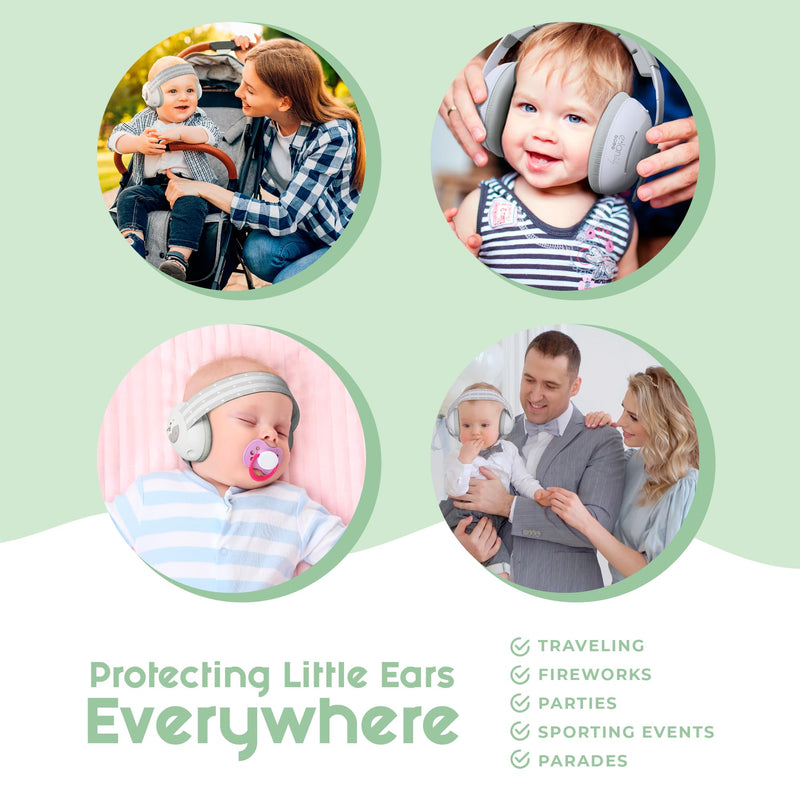 [Australia] - 2-in-1 Baby Ear Muffs Noise Protection - Baby Headphones for Noise & Plane Travel - 2 Headbands - Toddler Ear Protection for Infant & Toddler Travel Essential, Age 1-36 Months 