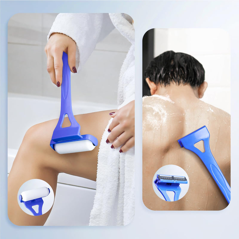 [Australia] - XUNE Lotion Applicator for Back & Body, Sunscreen Application Roller （3 Reusable Foam Rollers）with Long Reach Folding Handle - Apply Lotion, Moisturizer, Cream, Ointment, Self Tanner,Blue Blue 