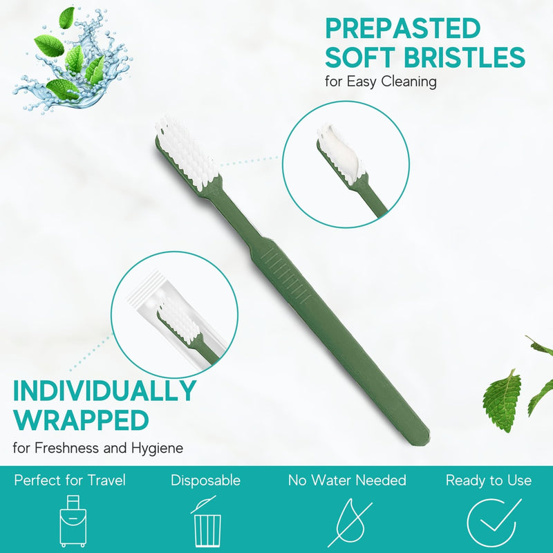 [Australia] - Avistar 40 Prepasted Disposable Toothbrushes Individually Wrapped - Single Use Pre Pasted Disposable Toothbrushes with Toothpaste Built in - Waterless Toothbrush for Travel, Guests, Hotel, & Camping 40 Count 