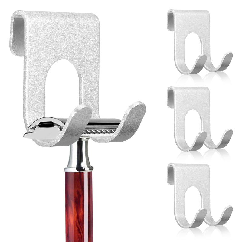 [Australia] - ruggito Pack of 4 razor holder hooks, razor holder, razor hook, multi-purpose hook, stainless steel, self-adhesive razor holder, waterproof bathroom hook, no drilling required for bathroom, kitchen organiser 