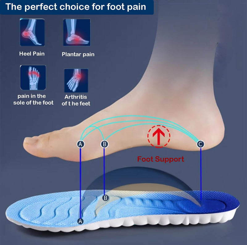 [Australia] - SOLO ACTFIT Comfort Sports Insoles Shoes Soles Women Men Orthopedic Insoles Foot Pain Relief Plantar Fasciitis Flat Feet Soles Shoes Insoles Soft Cushioning Hiking Shoes Blue 41-42 