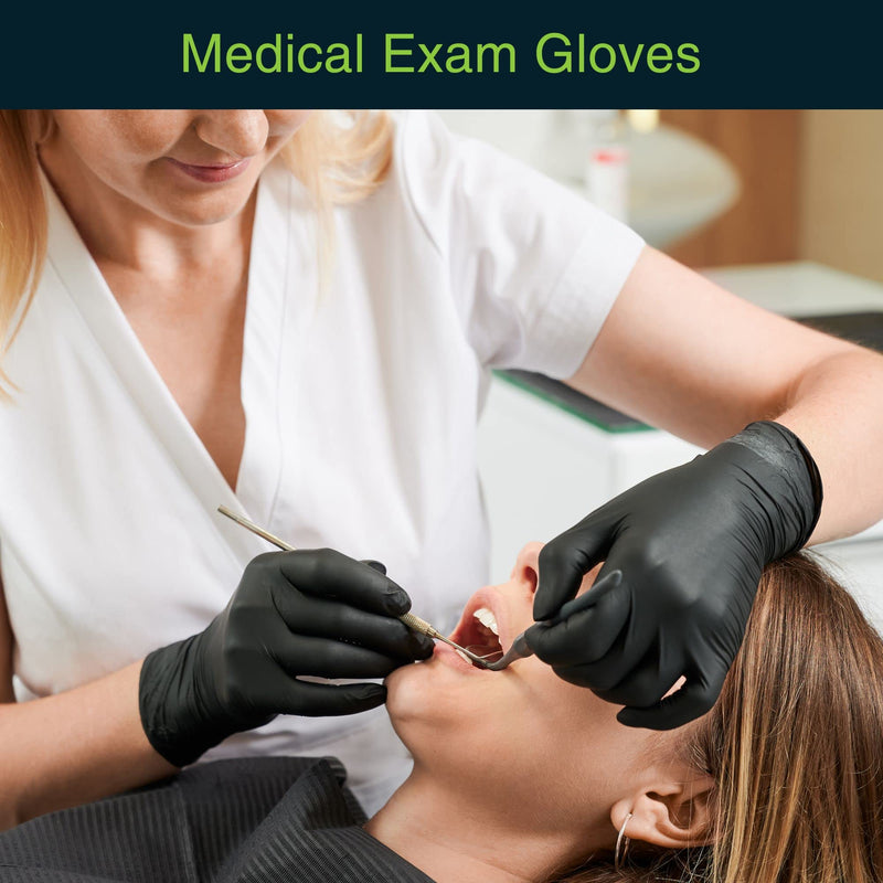 [Australia] - Black Gloves Disposable Latex Free Medium, 50 Count - Medical and Dental Grade Surgical Gloves - Powder Free Nitrile Gloves Medium - 3 Mil Thickness Black 