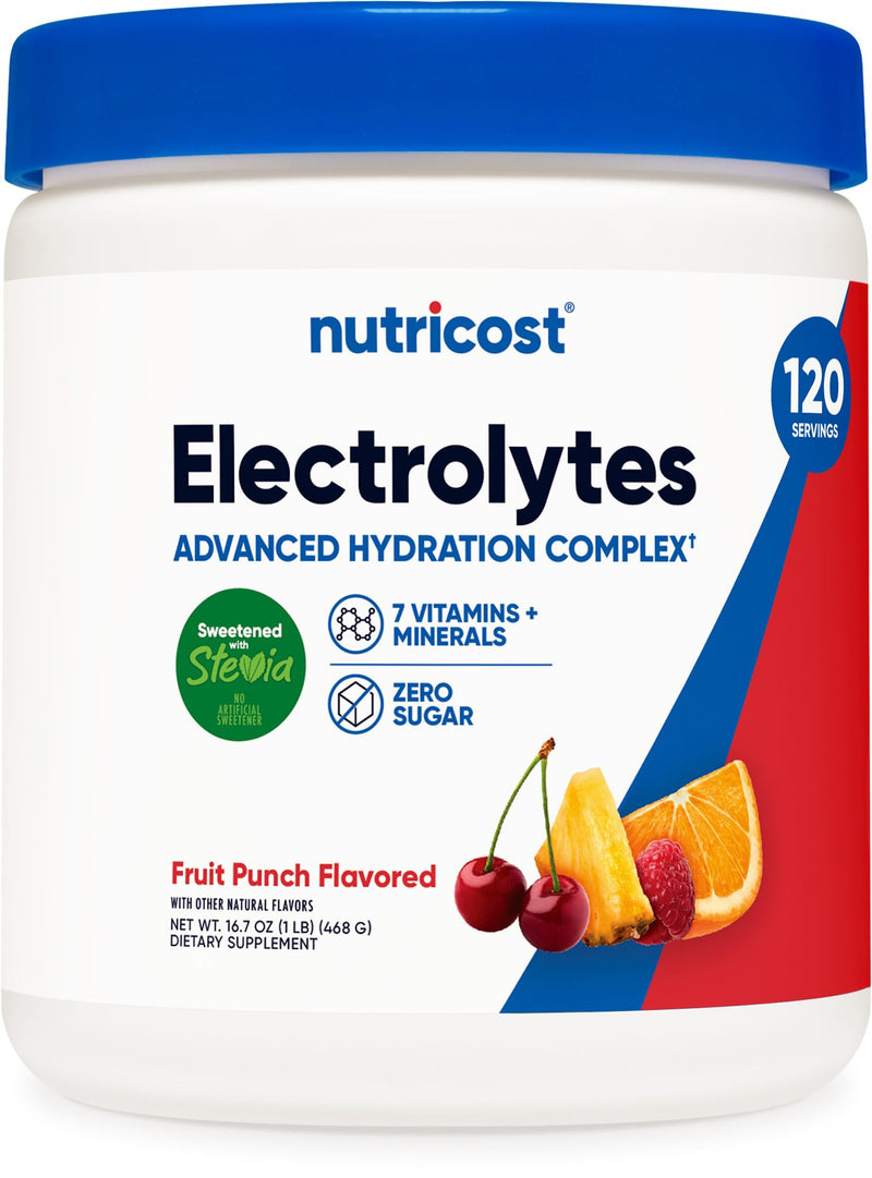 [Australia] - Nutricost Electrolyte Complex Powder (120 Servings, Fruit Punch) - Hydration Supplement Drink Mix with Vitamins and Minerals 1.04 Pound (Pack of 1) 