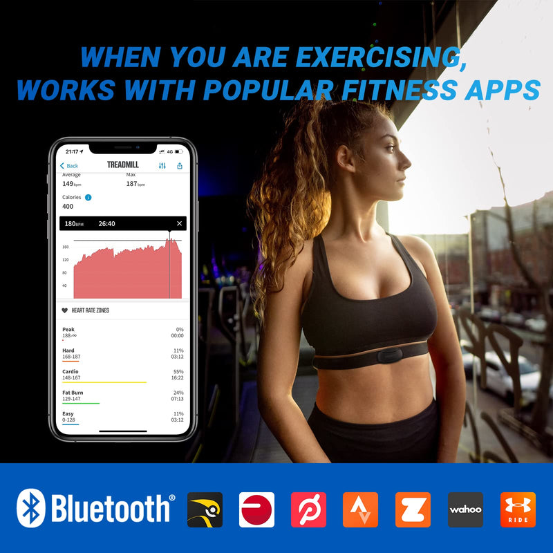 [Australia] - moofit HR8 Heart Rate Monitor Chest Strap, Low Energy Real-Time Heart Rate Data Bluetooth 5.0/ANT+, Longer Communication Range, IP67 Waterproof, Compatible with iOS/Android Apps, Gym Equipment, Black 
