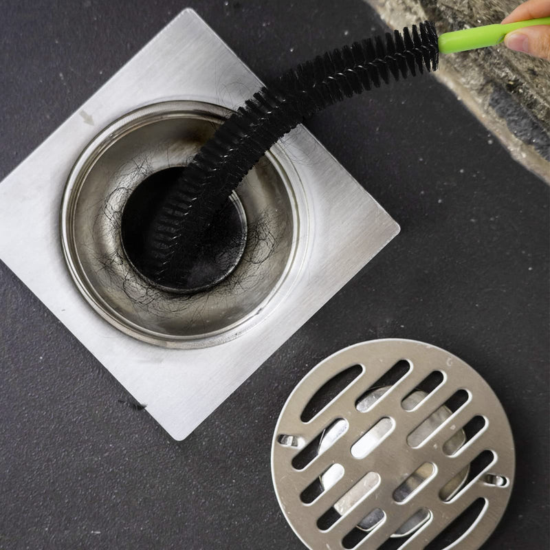 [Australia] - Sewer Drain Brush, Bendable Long Pipe Cleaners Flexible Cleaning Tool for Home Kitchen Sink, Shower and Bathtub Hair Clogs Black+brown 