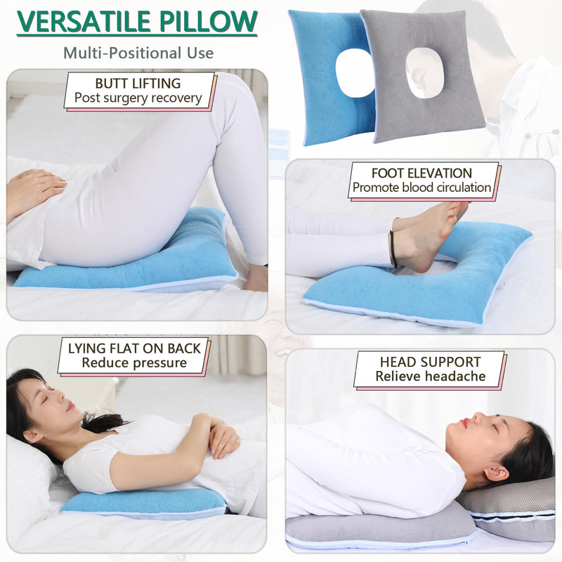 [Australia] - Anti-Bedsore Cushion, Donut Pillows, Pressure Ulcer Cushions, Pillow Tailbone Pain Relief Mat, Soft Pad of Bed Sores for Seniors,Pregnant,Hemorrhoids,Post-Surgery(Blue) Blue 