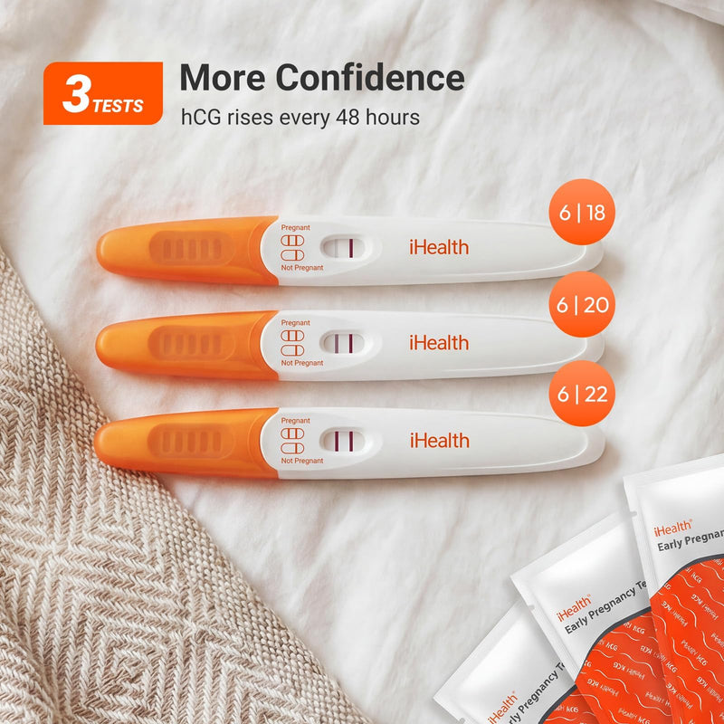 iHealth Early Pregnancy Tests, Early Detection at Home Pregnancy Test, 3 CT | hCG Test with 3-5-min results, Long Grip Handle for Easy Sampling, High Sensitivity, 3 individually sealed strips 3 Pack