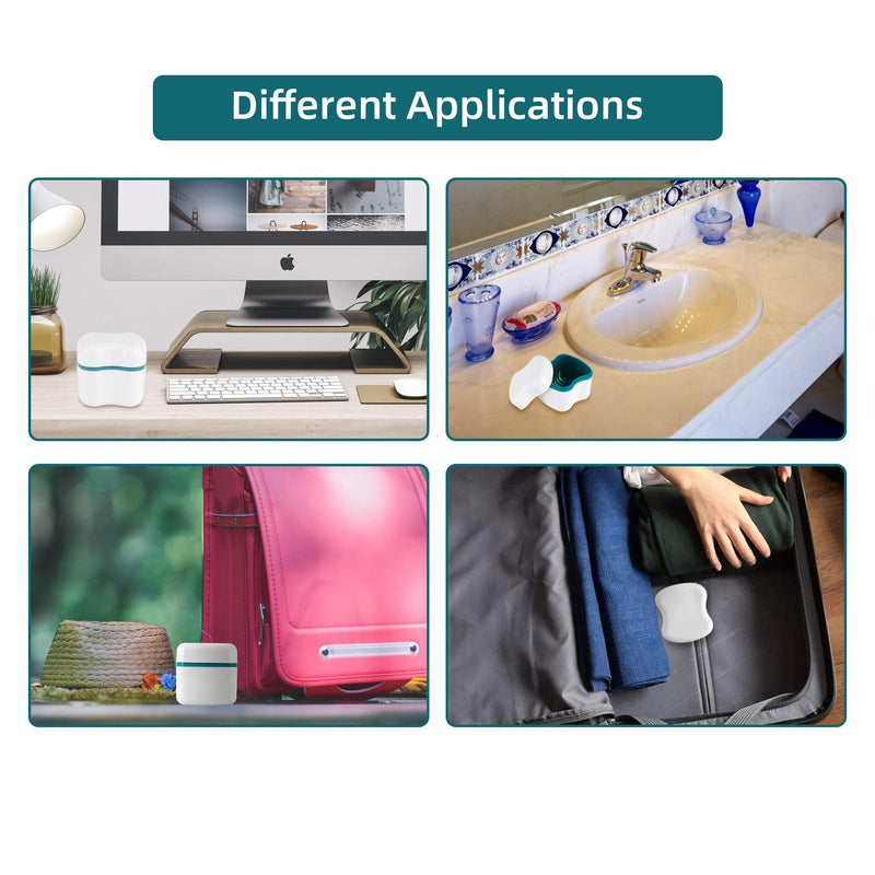 [Australia] - Denture Bath Case with Strainer Basket, Orthodontic Dental Retainer Storage Soak Container Cleaning Soaking Cup, Moth Guard Storage Box Holder for Office|Travel|Household Dark green 