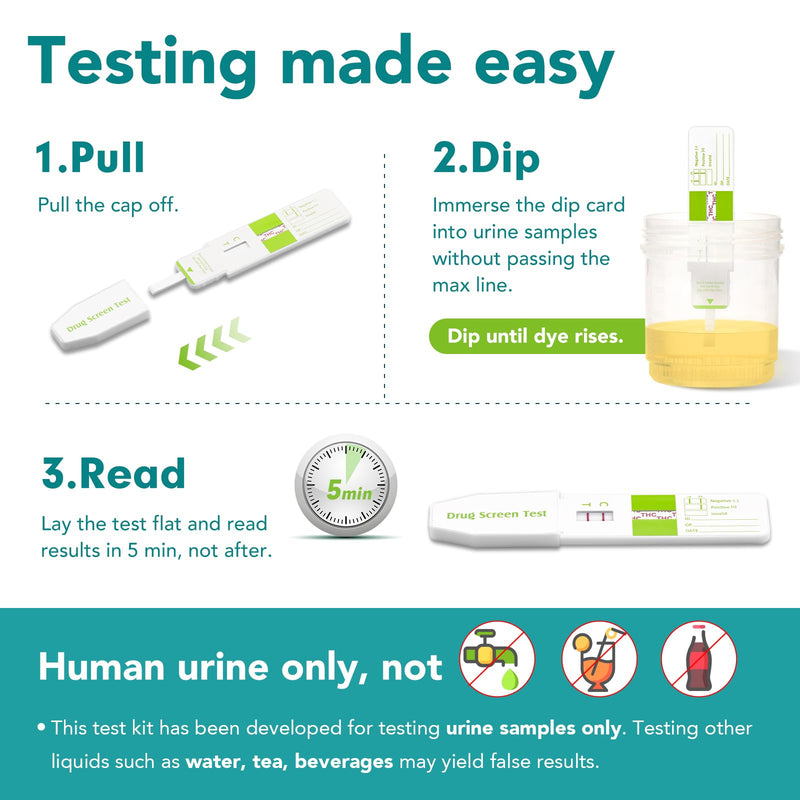 [Australia] - Easy@Home Marijuana Test Dip Card: Drug THC Urine Strips Kit for At Home Detox 50ng/mL Cutoff Level Over The Counter Use- Instant Testing Result in 5 Minutes - # EDTH-115 Pack of 5 5 Count (Pack of 1) 