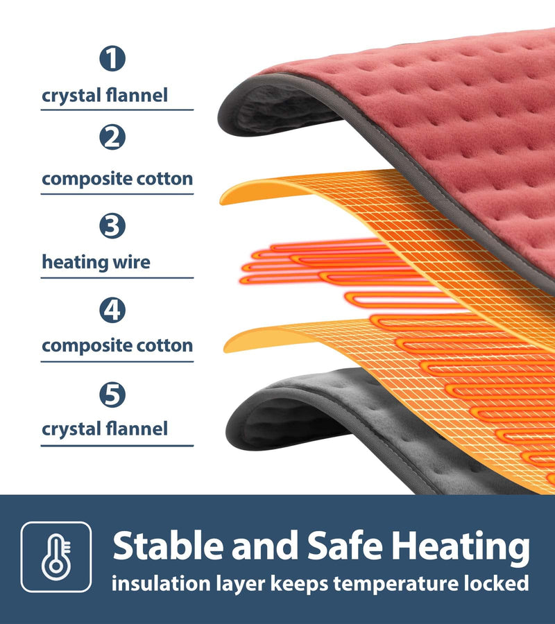 [Australia] - Heating pad for Back, Neck, Shoulder, Cramps and Leg Pain Relief, Heat pads Christmas Gifts for Women, Men, Mom, Dad, Auto-Off,Machine Washable,Moist Dry Heat Options,Extra Large 12"x24" Orange 12*24 Inch 