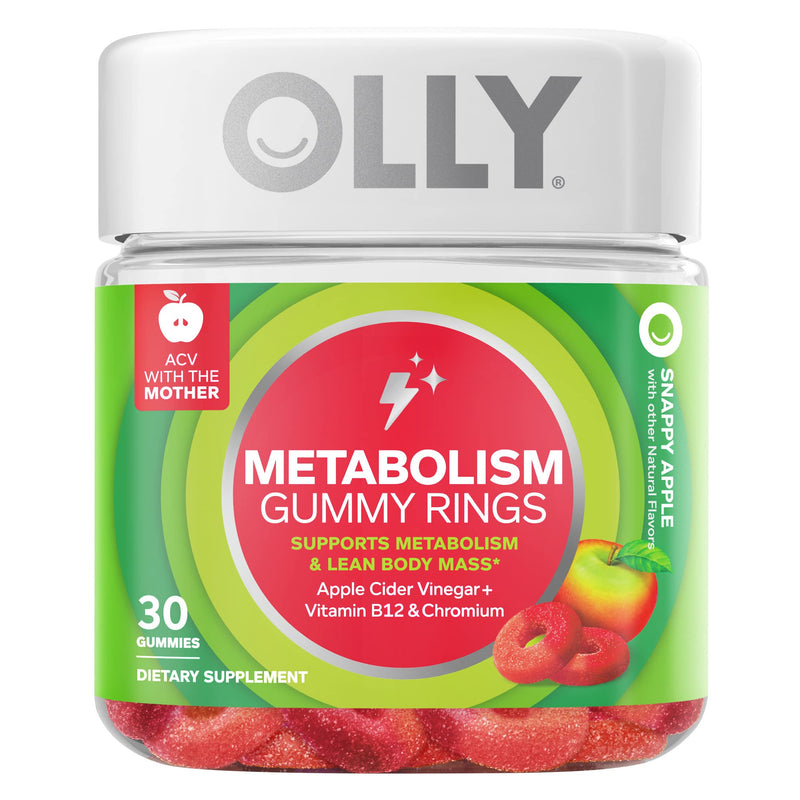 OLLY Metabolism Gummy Rings, 30 Count & Undeniable Beauty Gummy, 60 Count & Probiotic + Prebiotic Gummy, 30 Count