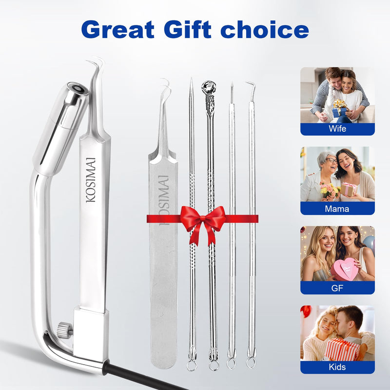 Black Head Remover for Face Tool Professional Pimple Popper HD Camera,30 Times Magnification 1080P, (Silver) Silver