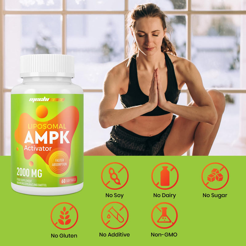 Liposomal AMPK Activator Capsules 2000 mg(2 Package),6-in-1 Formula with Quercetin Dihydrate, Resveratrol and Cinnamon Bark, for Antioxidant Support and Cellular Regulation, NO Soy,NO Gluten 60 count (Pack of 2)