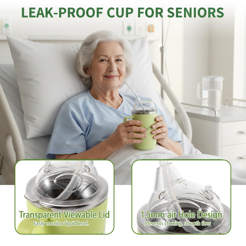 Beakers for Elderly, Sippy Cup for Adults Non Spill, Adult Drinking Cup for Elderly with 30 Cm Straw, 350 Ml Capacity Spill Proof Cups, Drinking Aids for Elderly and Disabled Individuals, Bedside Hydr