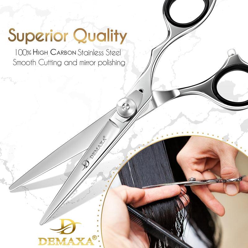 [Australia] - 6.5" Premium Hair Scissors Professionally Sharp Barber Shears - High Carbon Steel Hair Cutting Scissors with Smooth Sharp Edge Blades - Hair Trimming Shears for women Salon & Personal Use Silver Premium 