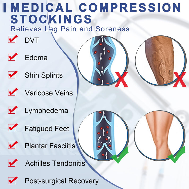 [Australia] - Beister Medical Compression Stockings Women & Men Thigh Support Stockings High Footless Compression Stocks Firm 20-30 mmHg Graduated Support for Varicose Veins, Edema, Flight 