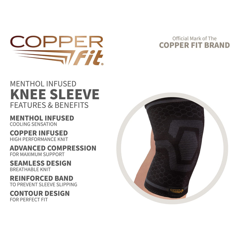 [Australia] - Copper Fit ICE Knee Compression Sleeve Infused with Menthol Small /Medium US (12"-16") 1 