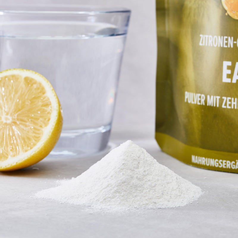 [Australia] - edubily nutrition® EAA powder • High-quality vegan amino acid complex made of 10 essential amino acids (EAAs) • Lemon flavor • Sweetened with stevia • 400 g lemon 