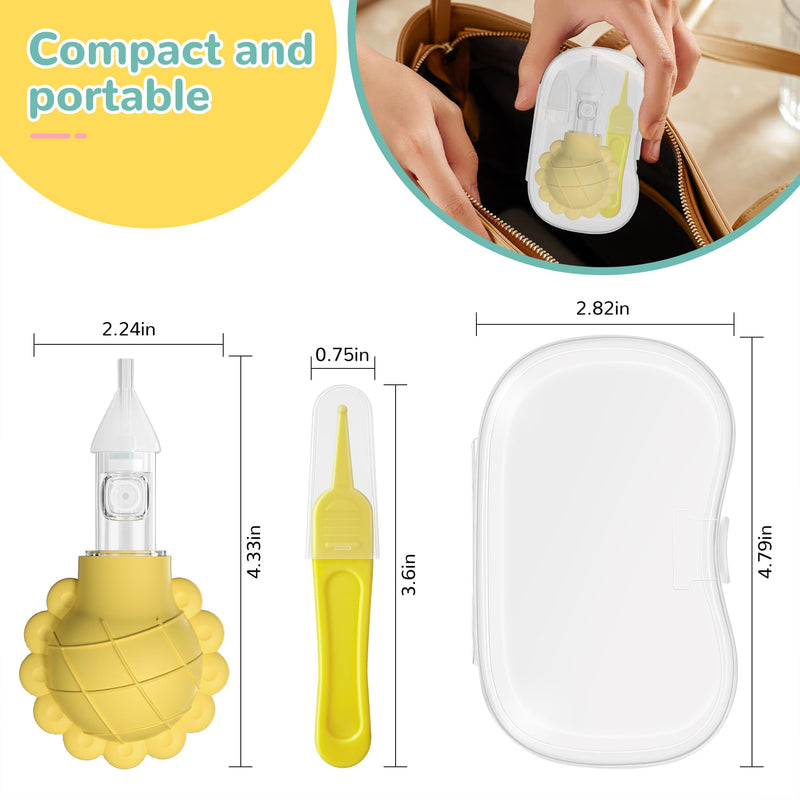 Nasal Aspirator for Baby, Nose Sucker for Baby, Cleanable and Reusable, BPA-Free Silicone, with 2 Silicone Tips, A Clip, and Organizer