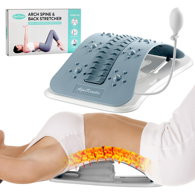 [Australia] - Back Stretcher for Lower Back Pain Relief, Inflatable Regulated Lumbar Support Board, Ergonomic Back Cracker with Acupressure Points, Back Massager for Spinal Decompression and Scoliosis 